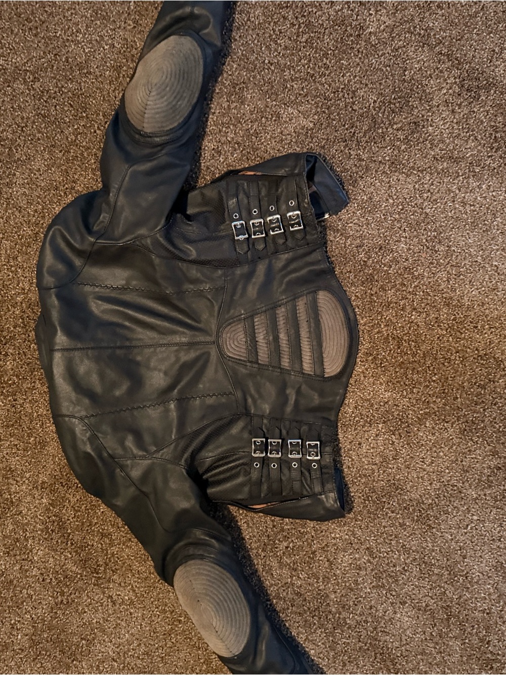 ICON Black Leather Jacket with Gray Elbow Patches - Picture 4 of 9